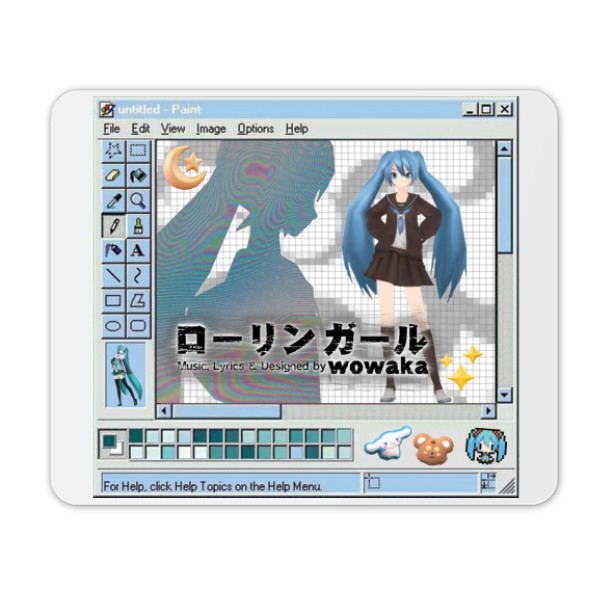 Rolling girl, mouse pad